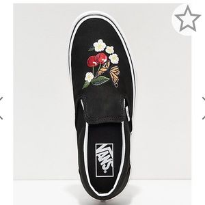 Vans Slip-On Checker Floral Black Skate Shoes